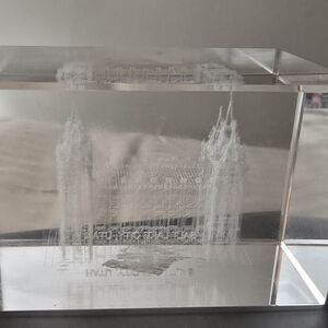 Intricate Glass Art Sculpture with Architectural Design